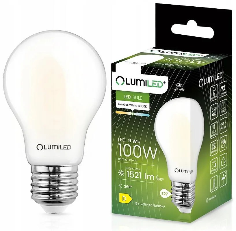 Žiarovka LED A60 FIL FR 11W E27 1521LM 4000K