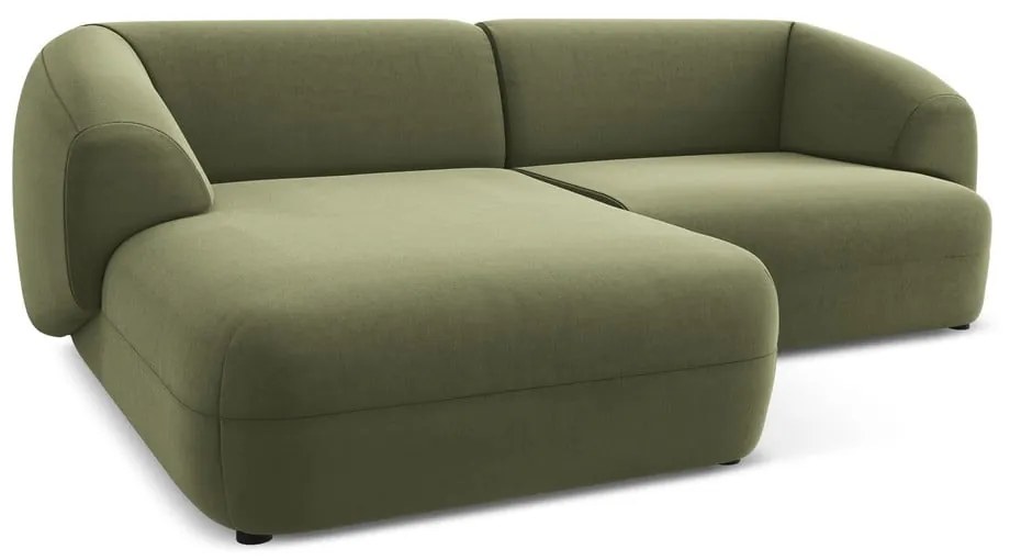 Zelená zamatová rohová pohovka (ľavý roh) Moana – Makamii