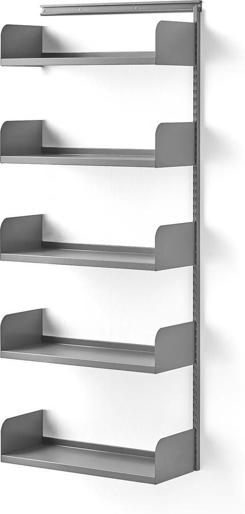 Nástenný regál Shape, príd. sekcia, oceľ. police, 1951x800x300 mm, šedý