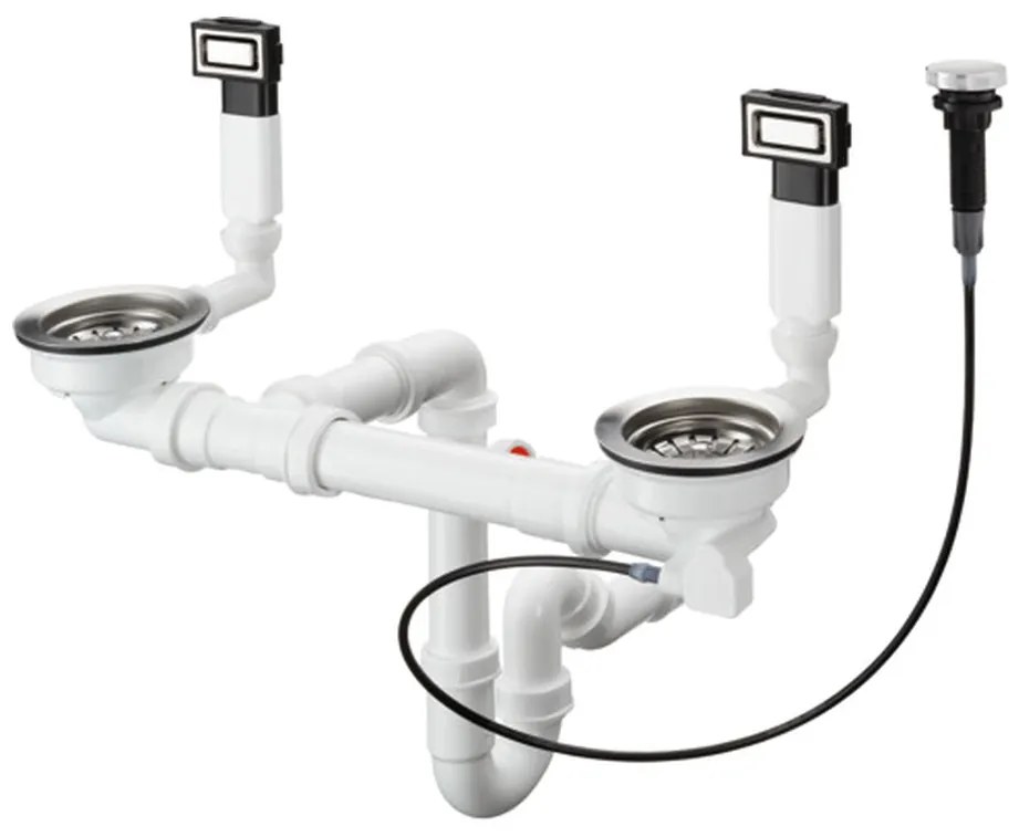 Hansgrohe D15, automatická odtoková a prepadová súprava pre dvojdrez, nerezová oceľ, HAN-43932800