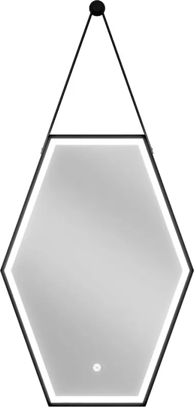 Mexen Orla, LED kúpeľňové zrkadlo s podsvietením a čiernym rámom 50x70 cm, 6000K, ochrana proti zahmlievaniu, 9815-050-070-611-70