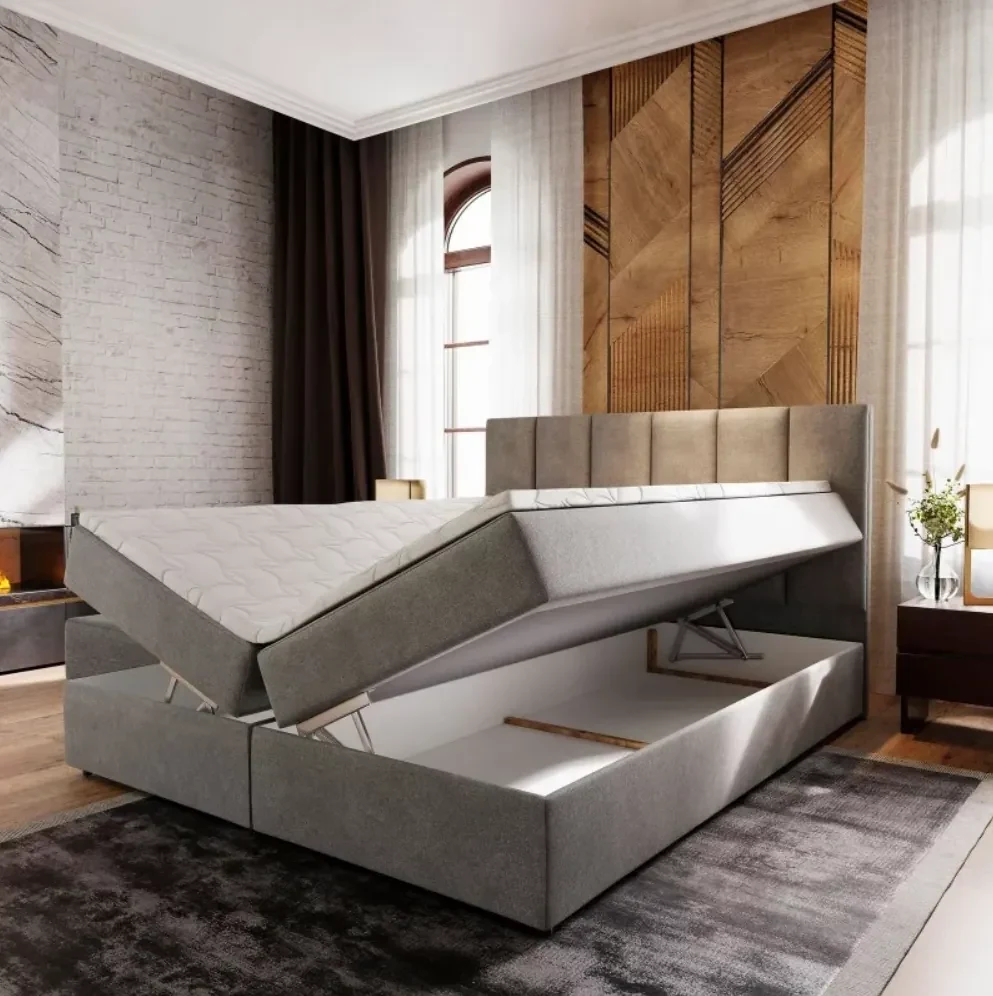 Čalúnená posteľ boxspring MERALIS 140x200 cm hnedá Matrac: Matrac Bonell pružinový