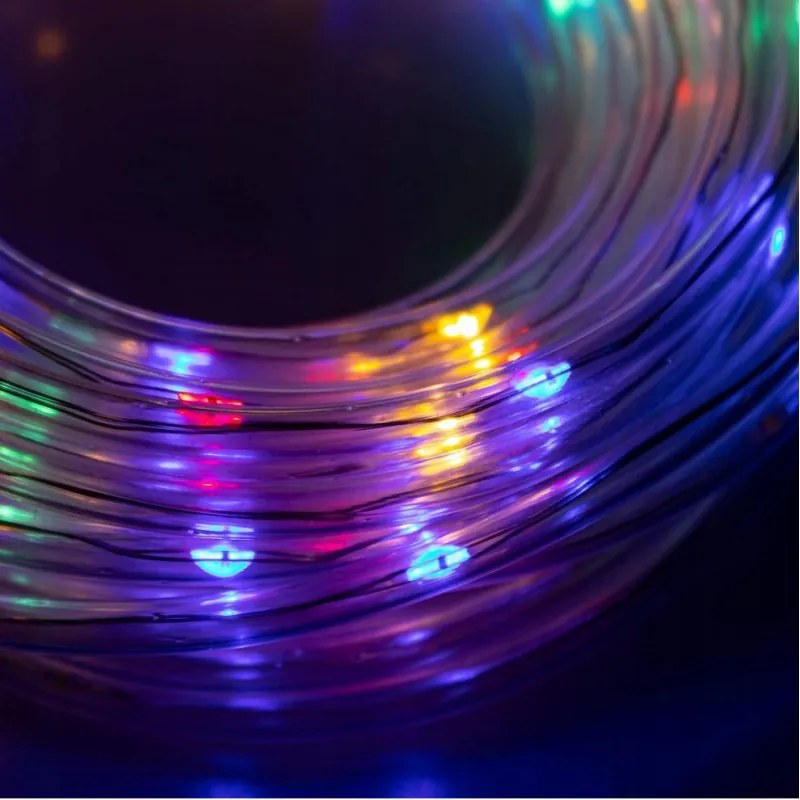 SPRINGOS LED svetelný had Nano 5 m, 50 LED, IP44, 8 svetelných módov, 3x AA, multicolor