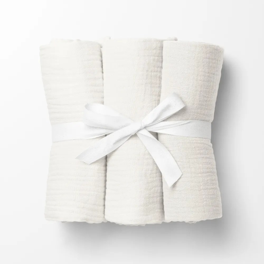 Biante Mušelínová plienka/dečka Nature MSN-082 Krémovo biela - ZVÝHODNENÁ SADA 3 KS 100x100 cm - Sada 3 ks