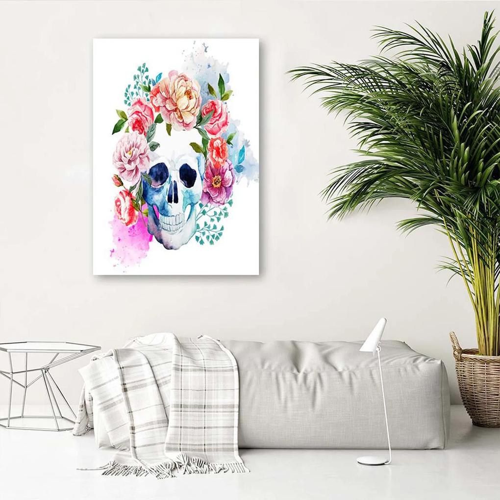 Gario Obraz na plátne Maľovaná lebka v kvetoch Rozmery: 40 x 60 cm