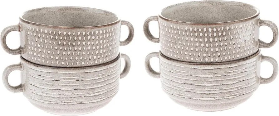 Svetlohnedé keramické polievkové misky v súprave 4 ks 470 ml – Dakls