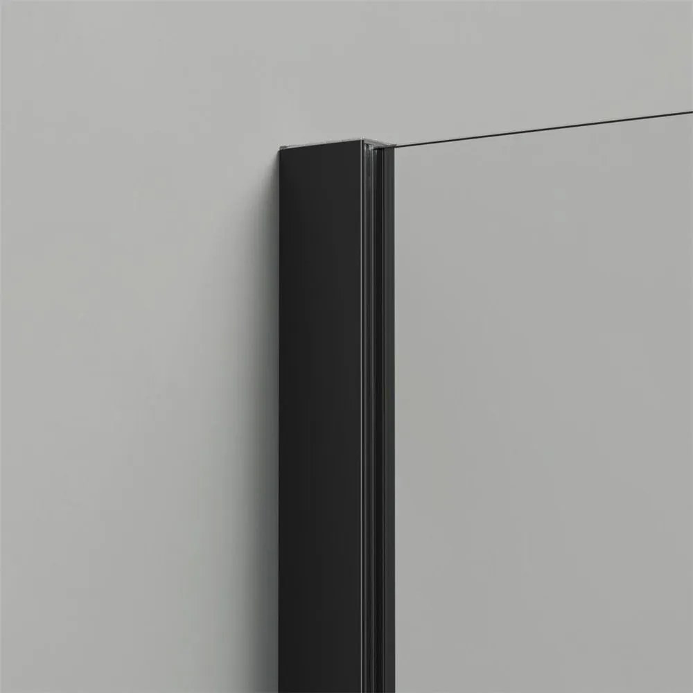 HÜPPE Design Pure samostatne stojaca bočná stena, šírka 900 mm, výška 2000 mm, rohová vzpera, farba Black Edition, sklo číre, 8P1122123321