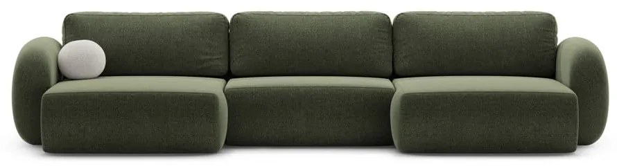 Zelená ženilková rozkladacia/s úložným priestorom rohová pohovka (do tvaru "U") Tonale – Cosmopolitan Design