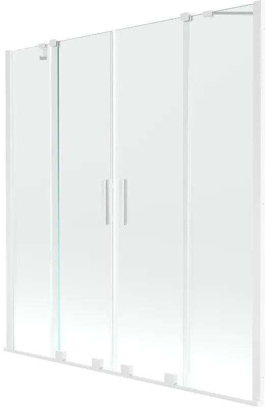 Mexen Velar Duo, 2-krídlová posuvná vaňová zástena 150 x 150 cm, 8mm číre sklo, biely profil, 896-150-000-02-20