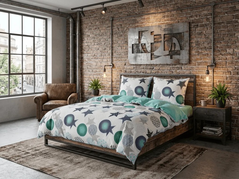 Flanelové obliečky z mikrovlákna MINT STARS farebné Rozmer obliečky: 2 ks 70 x 90 cm | 200 x 220 cm