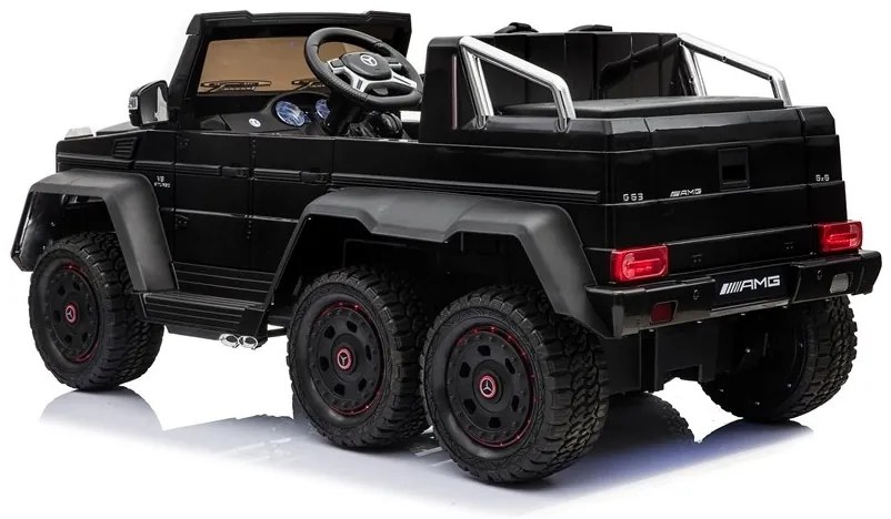 RAMIZ ELEKTRICKÉ AUTÍČKO MERCEDES G63 6x6 LCD - MP4 - ČIERNE - MOTOR - 6 x 45W BATÉRIA - 12V/14Ah - 2023