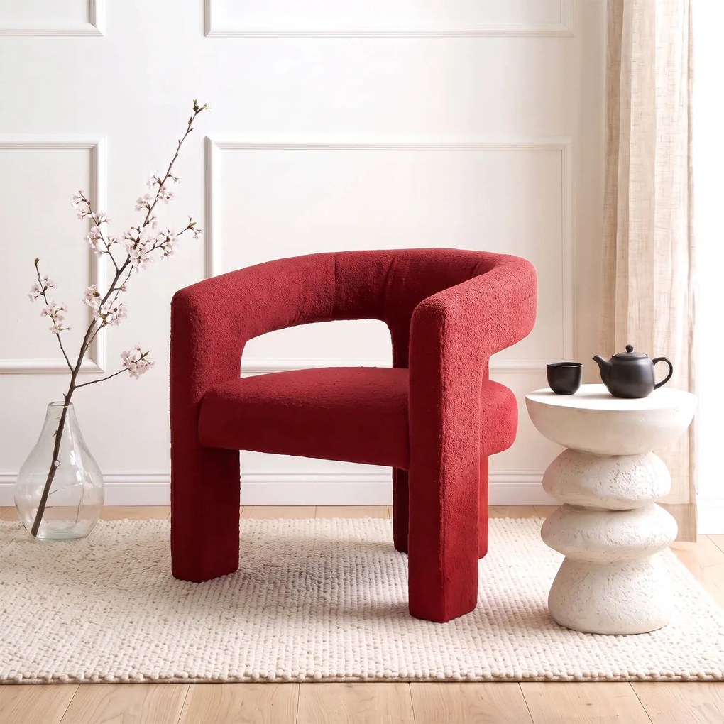 Relaxačné kreslo ARVEX – bordové bouclé