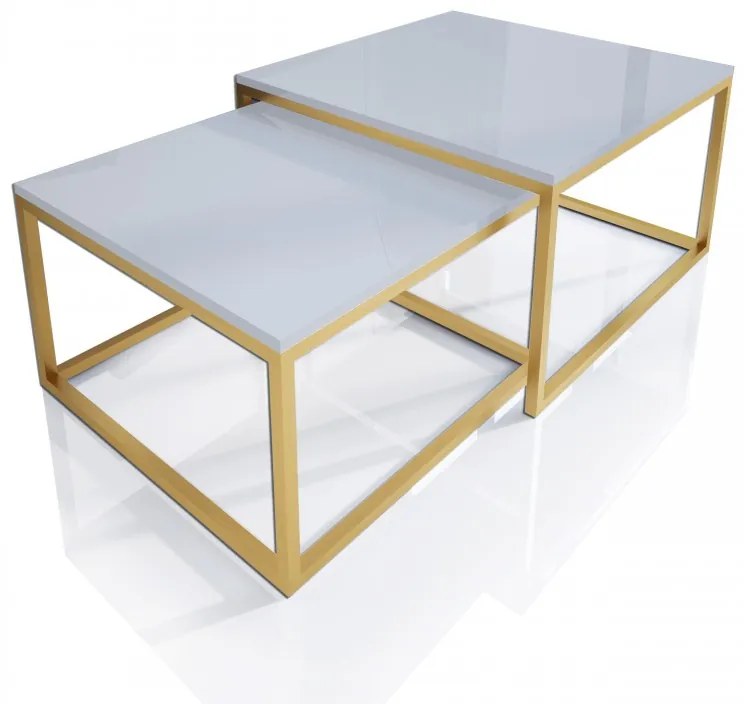 KONFERENČNÝ STOLÍK BELLA BIELY LESK + ZLATÁ