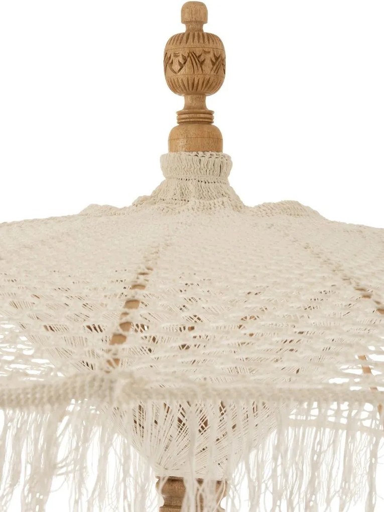 Prírodný drhaný slnečník s drevenou tyčou Macrame - ∅200*250 cm
