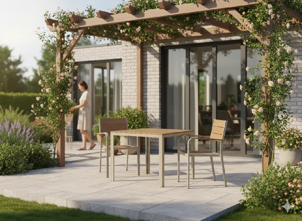 BEŽOVÝ HLINÍKOVÝ ZÁHRADNÝ STÔL 80 x 80 x 73 CM