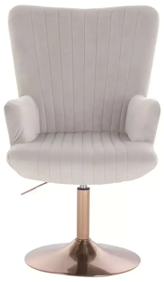 LuxuryForm DESIGN Kreslo AMADEO VELUR na zlatom tanieri - svetlo šedé