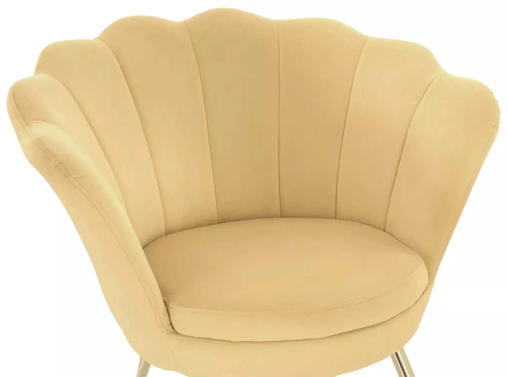 LuxuryForm DESIGN Kreslo FREY VELUR so zlatými nohami - medové