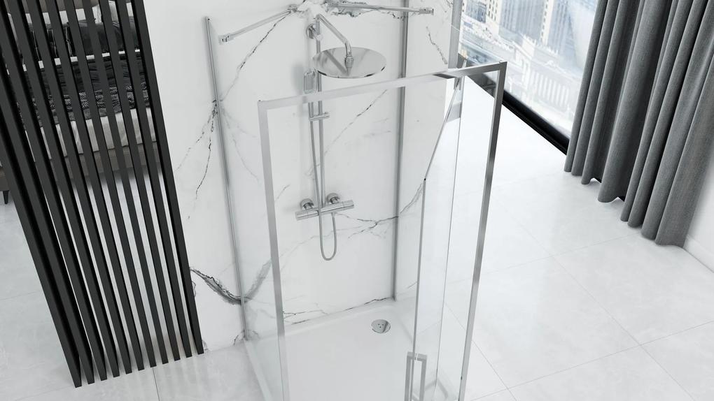 Rea Rapid Swing, 3-stenová sprchová kabína 100 (dvere) x 100(stena) x 100(stena) x 195 cm, 6mm číre sklo, chrómový profil, KPL-09123