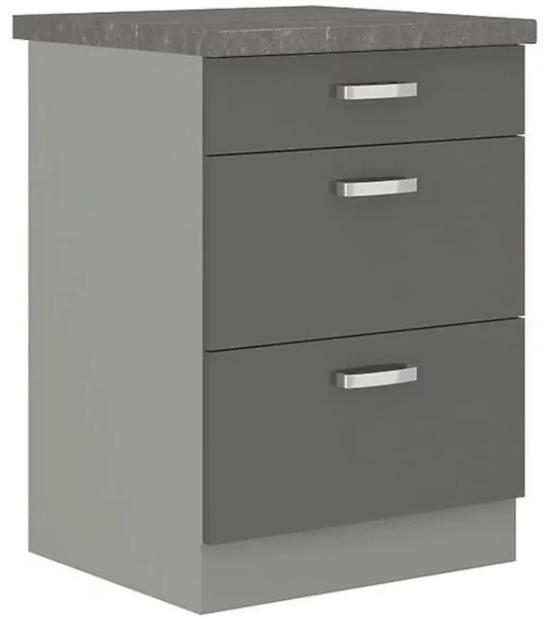 Skrinka do kuchyne Grey 60d 3s bb sivá