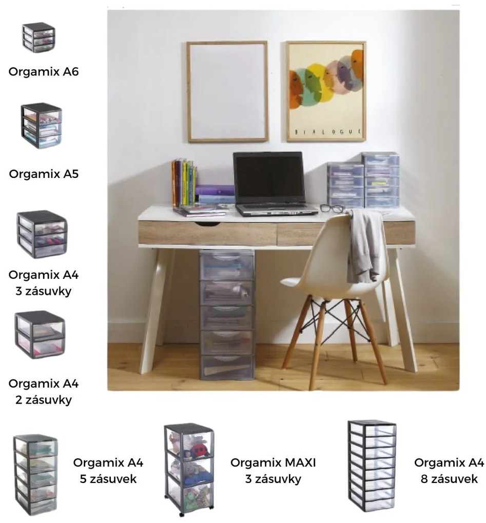 SUNDIS Úložný box s 3 zásuvkami, antracit, OFFICEMIX A4