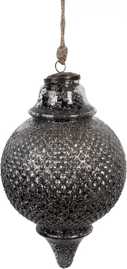 Granitová skleněná vánoční ozdoba špičatá baňka M - 16*27 cm