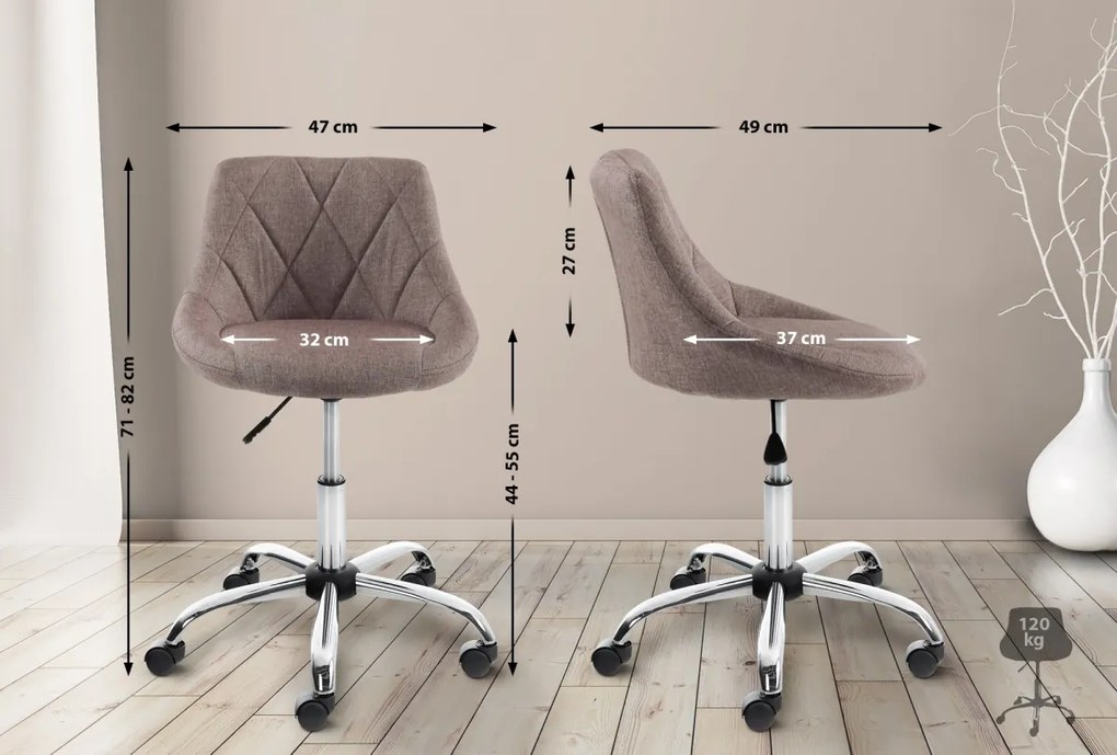 Design-Shop Pracovná stolička Lazio - látka - Sivo hnedá (Taupe)