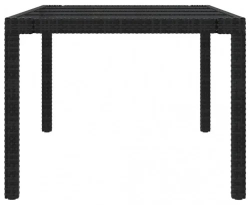 vidaXL Záhradný stôl čierny 250x100x75 cm tvrdené sklo a polyratan-