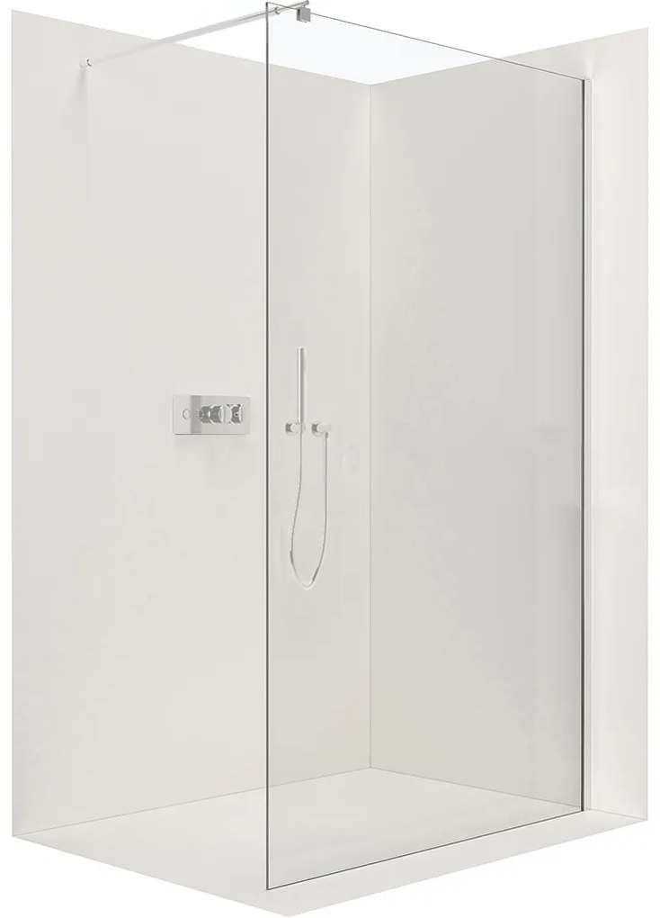 CERANO - Sprchová zástena Walk-in Onyx Ľ/P - guľatá vzpera - chróm, transparentné sklo - 130x200 cm, CER-CER-426385