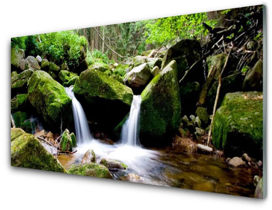 Obraz na akrylátovom skle Vodopád skaly príroda 140x70 cm