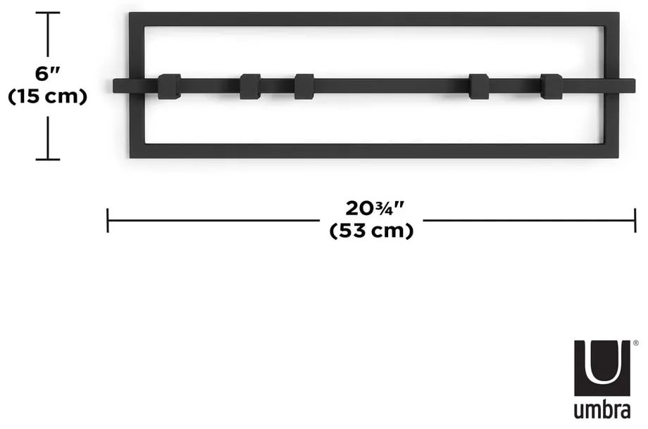 Čierny kovový nástenný vešiak Cubiko - Umbra