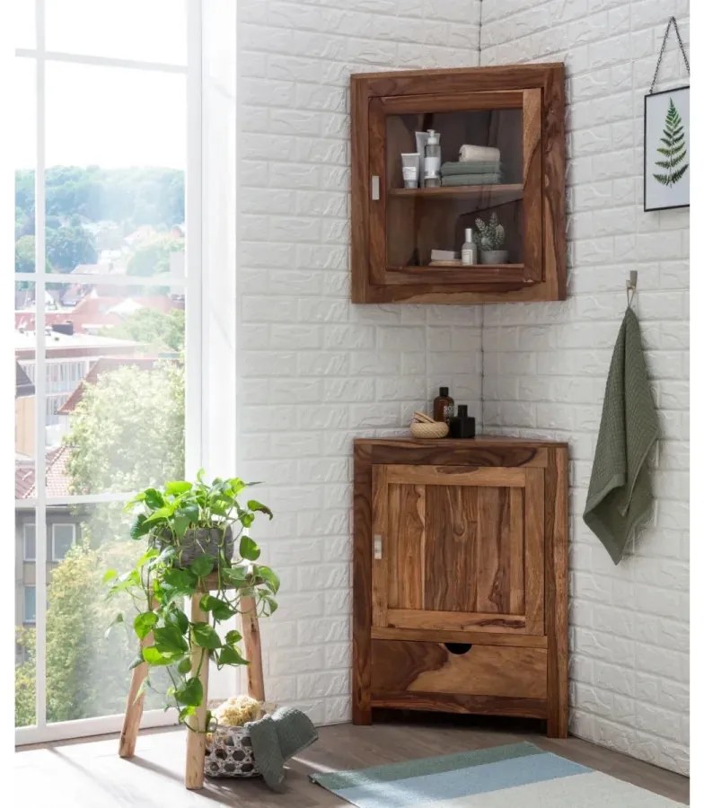 furniture-nabytek.cz - Masivní nástěnná skříňka do koupelny Lagos z palisandru, lakovaná, hnědá – 60×32×65 cm
