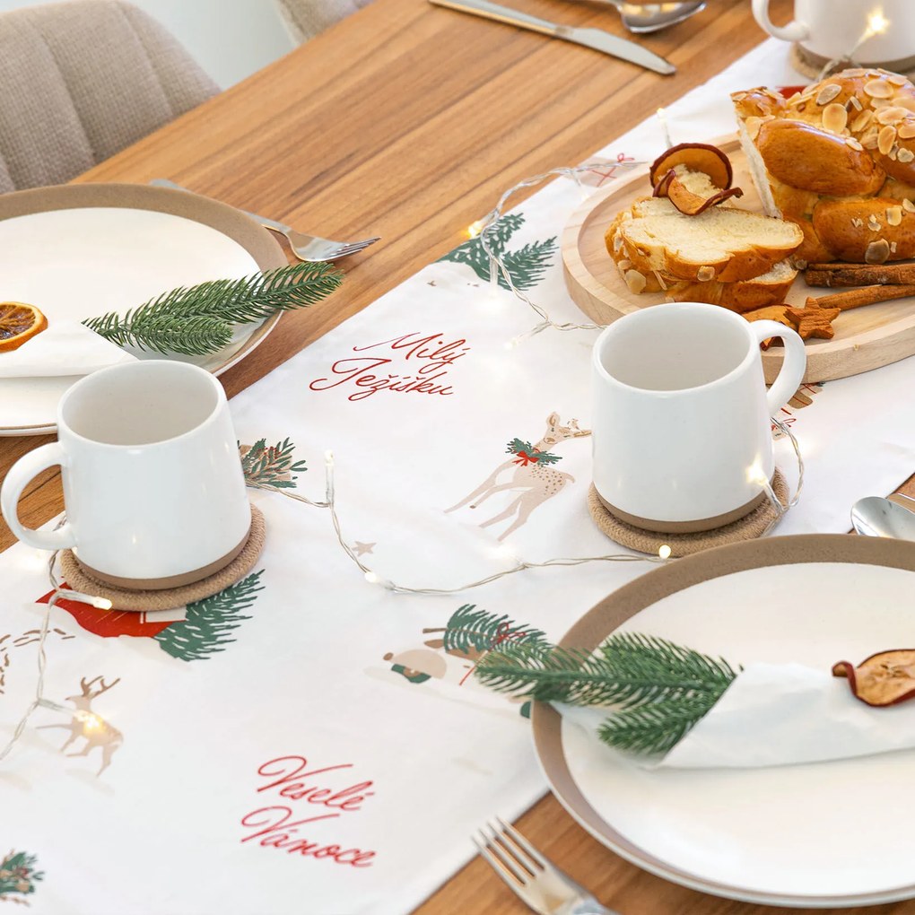 Goldea vianočný behúň na stôl z pevnej bavlny - české vianoce 35x180 cm