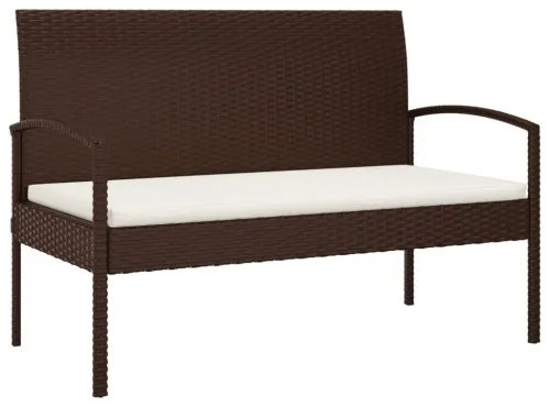 vidaXL Záhradná lavička s vankúšmi hnedá 105 cm polyratan-