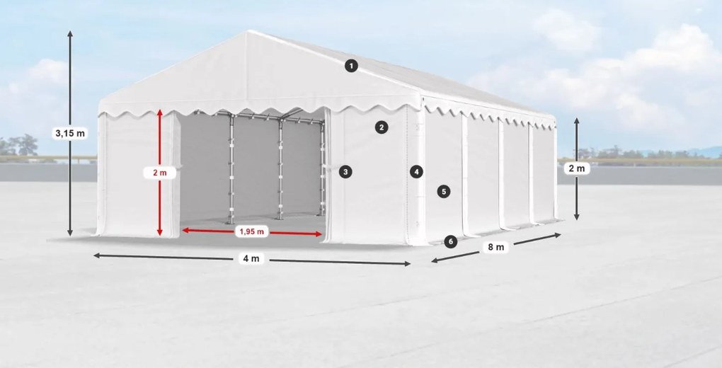 Bestent Skladová hala/ garáž 4x8x2m Comfort PE 240g