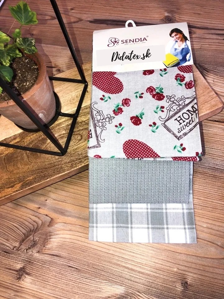 Sendia Textil A-1 Kuchynské utierky 3 Set Home sivá