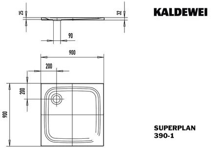 Sprchová vanička KALDEWEI SUPERPLAN PLUS 900 x 900 x 25 mm alpská biela Hladké 446900010001