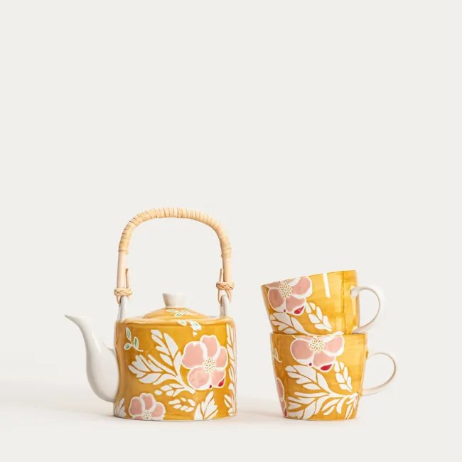 Čajník so šálkami CERRI 772375 žltý
