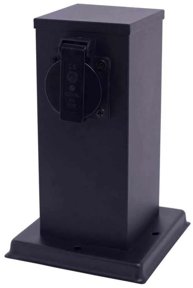 Vonkajší zásuvkový stĺpik 1Z SCHUKO 230V IP44 20 cm čierna