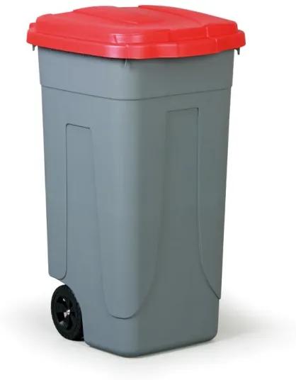 Mobilný odpadkový kôš na triedený odpad, popolnica 100 l, červený vrchnák