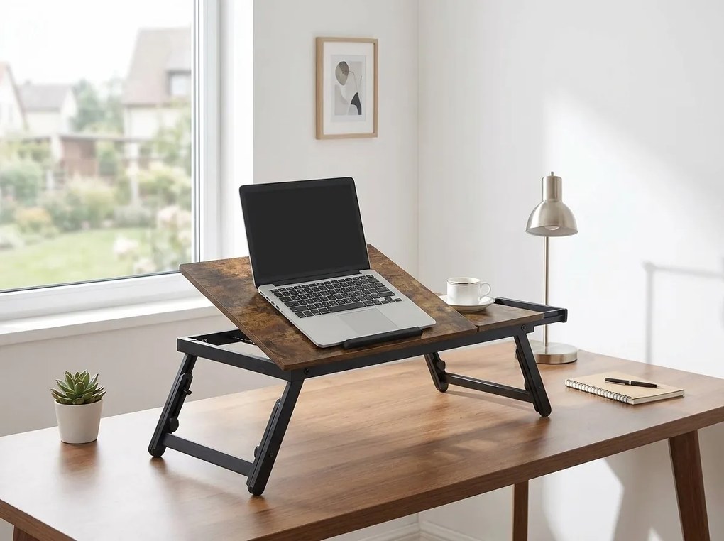 Stolík pod notebook VAREXO, rustikálne hnedá/čierna