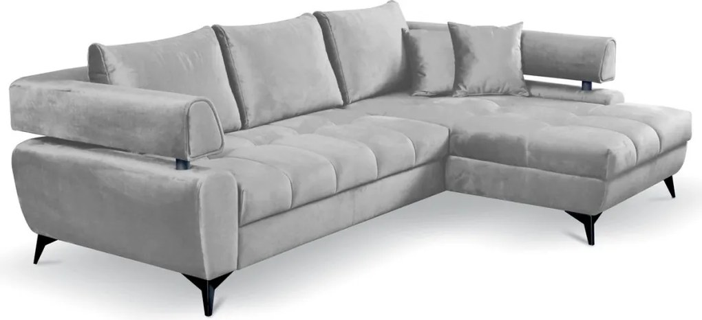 Rohová sedacia súprava Paris, svetlo šedá látka, pravý roh