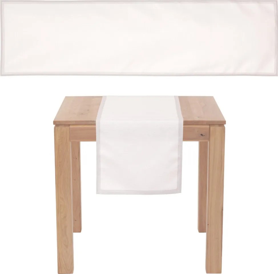 Vianočný behúň na stôl 150x40 cm, biely so striebornými nitkami
