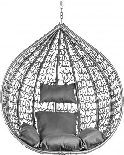 Sivé závesné kreslo KOKON bez stojana, sivý vankúš