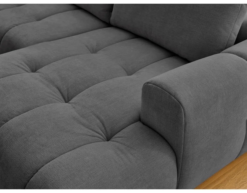 Tmavosivá rozkladacia/s úložným priestorom rohová pohovka (ľavý roh/do tvaru "U") Fuji – Bobochic Paris