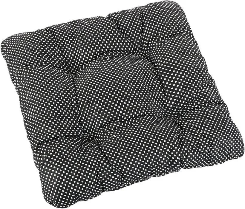 Bellatex Sedák Adela prešívaný Bodka čierna, 40 x 40 cm
