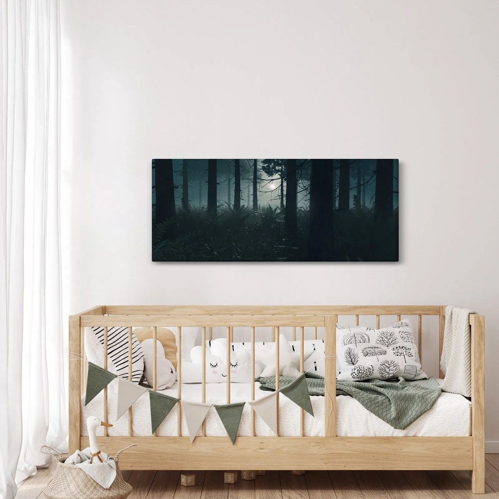 Obraz - Paprade v mesačnom svite (120x50 cm)