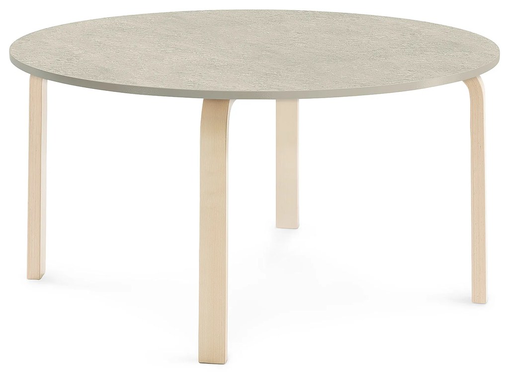 Stôl ELTON, Ø 1200x590 mm, linoleum - šedá, breza