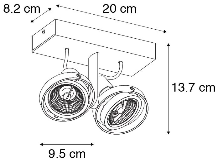 Moderné bodové svetlo čierne 2-žiarovkové - Master 70