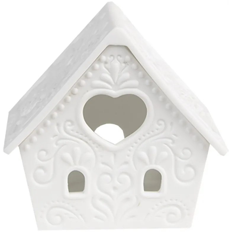 Biely porcelánový svietnik chalúpka House Fairy - 8*6*8 cm