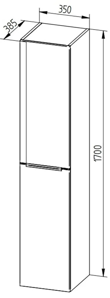 Mereo, Mereo Mailo, kúpeľňová skrinka vysoká 170 cm, chróm madlo, Multidecor, Čierna Supermat, MER-CN594LPCIPM